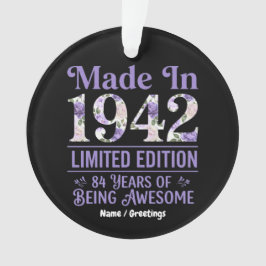 Vintage Made in 1942 Floral 84th Birthday Awesome Ornament
