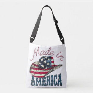 Vintage Made in America US-Cowboyhut Patriotic Des Tragetaschen Mit Langen Trägern
