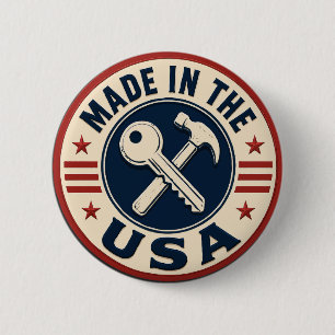Vintage "Made in USA" patriotisches Abzeichen Button