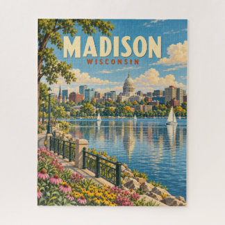 Vintage Madison Wisconsin Capitol-Seeufer Puzzle