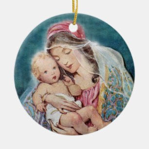 Vintage Madonna and Child - Mary and Baby Jesus Keramik Ornament