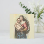 Vintage Madonna And Child Religious Christmas Card Dankeskarte (Stehend Vorderseite)