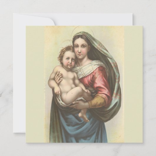 Vintage Madonna And Child Religious Christmas Card Dankeskarte (Vorderseite)
