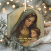 Vintage Madonna and Child Renaissance Art Minimal Ornament Aus Glas