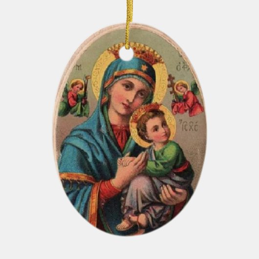 Vintage Madonna & Kind Keramik Ornament (Vorne)