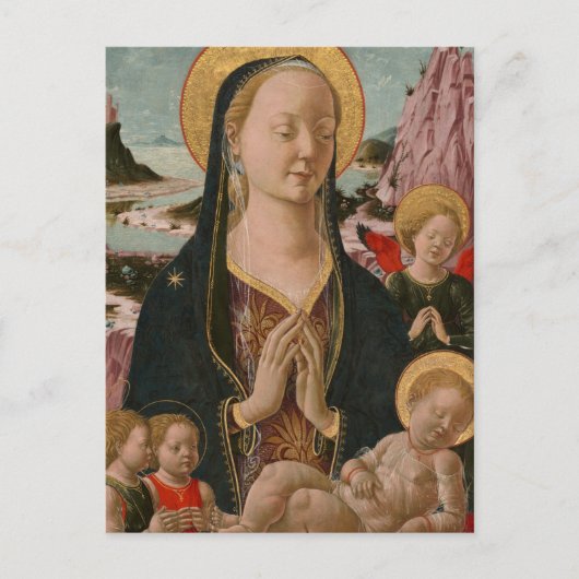 Vintage Madonna mit Kinderesseln Weihnachten Postkarte (Vorderseite)