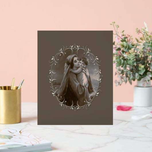 Vintage Madonna und Kind mit Silberrahmen Acrylschild (Hochzeit)