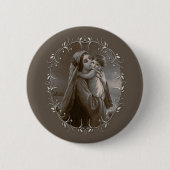 Vintage Madonna und Kind mit Silberrahmen Button (Vorderseite)