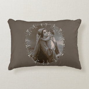 Vintage Madonna und Kind mit Silberrahmen Dekokissen