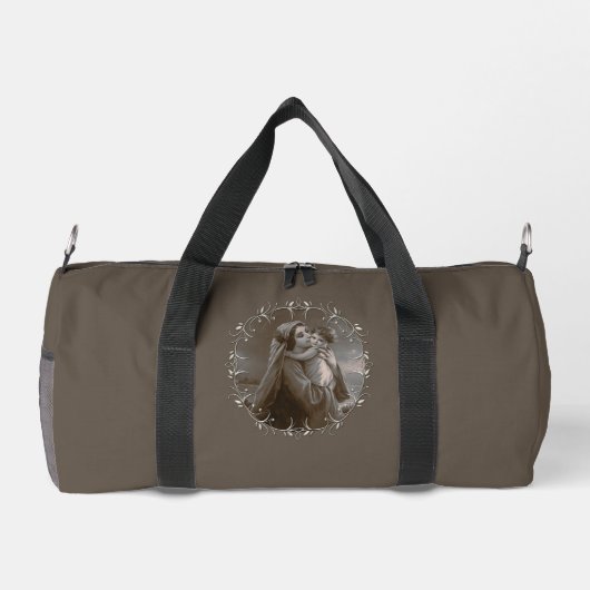 Vintage Madonna und Kind mit Silberrahmen Duffle Bag (Rückseite)