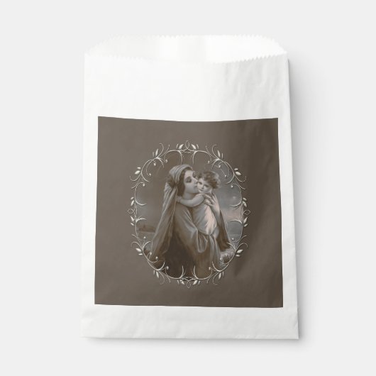 Vintage Madonna und Kind mit Silberrahmen Geschenktütchen (Vorderseite)