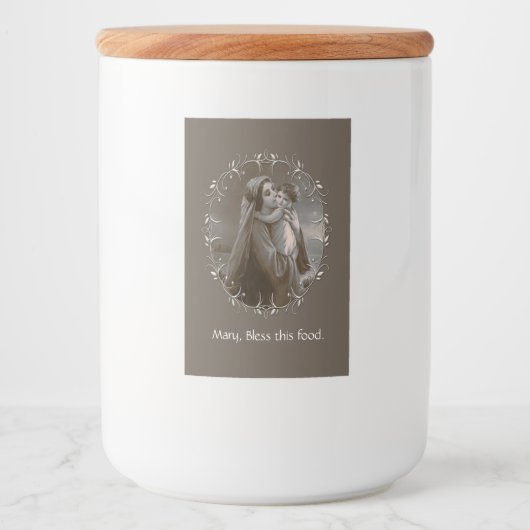 Vintage Madonna und Kind mit Silberrahmen Lebensmitteletikett (Vorderseite)