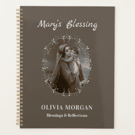 Vintage Madonna und Kind mit Silberrahmen Planer