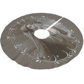 Vintage Madonna und Kind mit Silberrahmen Polyester Weihnachtsbaumdecke (Schrägansicht)