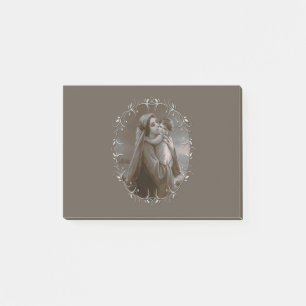 Vintage Madonna und Kind mit Silberrahmen Post-it Klebezettel