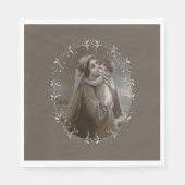Vintage Madonna und Kind mit Silberrahmen Serviette (Vorderseite)