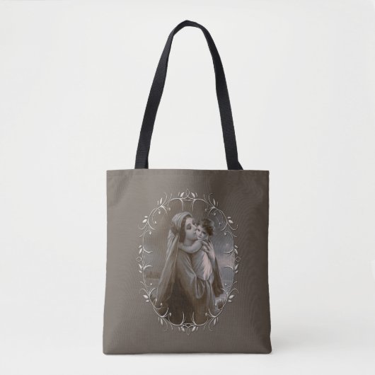 Vintage Madonna und Kind mit Silberrahmen Tasche (Vorderseite)