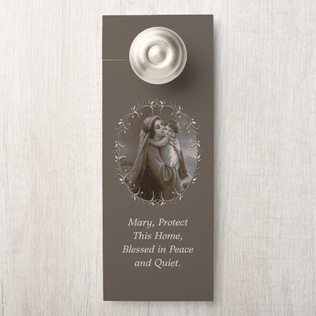 Vintage Madonna und Kind mit Silberrahmen Türanhänger (Auf Knauf)