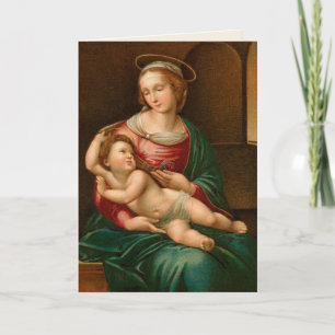 Vintage Madonna und Kind Religiöse Weihnachtskarte Feiertagskarte