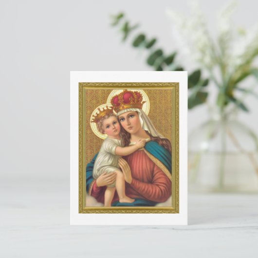 VINTAGE MADONNA- UND KINDERCHRISTMAS-KARTE POSTKARTE (Stehend Vorderseite)