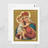 VINTAGE MADONNA- UND KINDERCHRISTMAS-KARTE POSTKARTE (Vorne/Hinten)