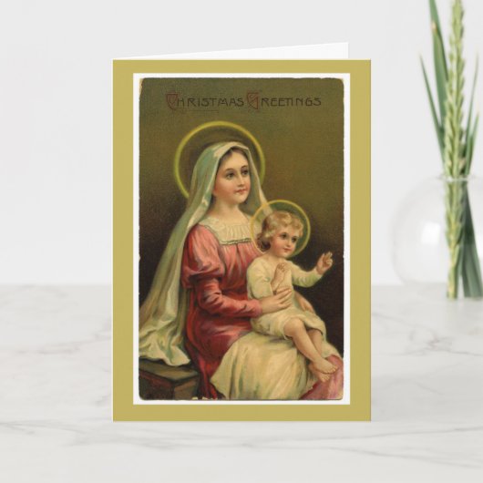 Vintage Madonna und Kinderweihnachtskarte Feiertagskarte (Vorderseite)