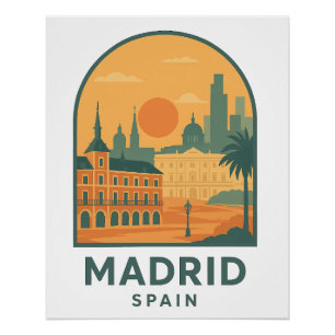 Vintage Madrid Spanien Reise – Retro Stadt Poster