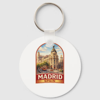 Vintage Madrid Spanien Reiseplakat Stil Design Schlüsselanhänger