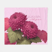 Vintage Magenta Chrysanthemen-Botanik Fleecedecke (Vorderseite (Horizontal))