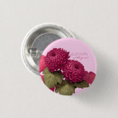 Vintage Magenta Chrysanthemum Botanisch Button (Vorne & Hinten)