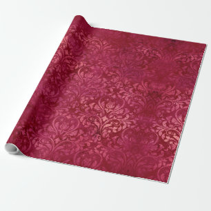VIntage Magenta Gold Damast Grunge Textur Geschenkpapier