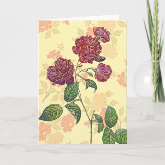 Vintage Magenta Rose Art Note Card Karte (Vorderseite)
