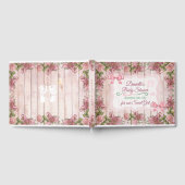 Vintage Magenta-Rose bedrückt Wood Baby Dusche Gästebuch (Voll)