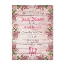 Vintage Magenta-Rose bedrückt Wood Baby Dusche