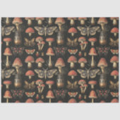 Vintage Magic Mushroom Moths Dark Academia Seidenpapier (Vorderseite)