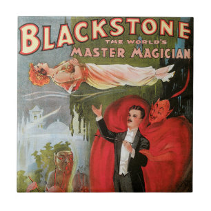 Vintage-Magie-Plakat, Great Blackstone Magician Fliese
