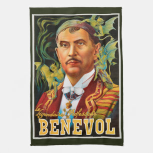 Vintage-Magie-Plakat, legendärer Professor Benevol Geschirrtuch
