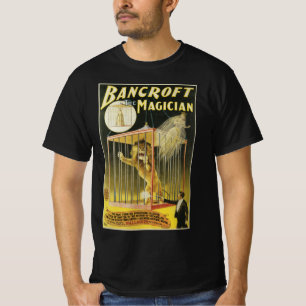 Vintage-Magieposter, Magier Bancroft und Löwe T-Shirt