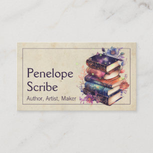 Vintage Magische Bücher und Autor von Florals Visitenkarte