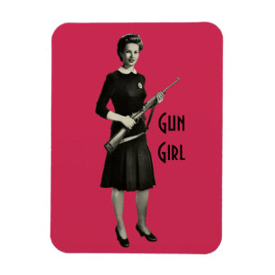 Vintage-Magnet mit Schießbudenlady aus den 1950er Magnet