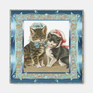 Vintage Magnet Vintage Türkisblaue Katzen