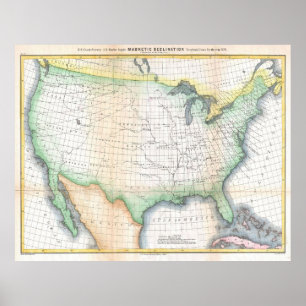 Vintage Magnetdeklarationskarte der Staaten Poster