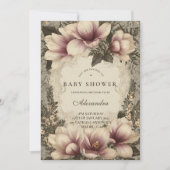 Vintage Magnolia Baby Shower Einladung (Vorderseite)