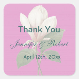 Vintage Magnolia Blume Gastgeschenk Hochzeit danke Quadratischer Aufkleber