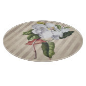 Vintage Magnolia-Blume über Streifen Schneidebrett (Ecke)