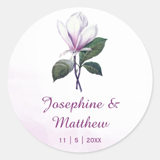 Vintage Magnolia Floral Wedding Stickers (Vorderseite)