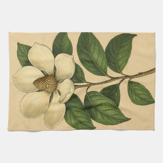 Vintage Magnolia on Weathered Paper Geschirrtuch (Horizontal)
