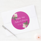 Vintage magnolia rosa Gastgeschenk Hochzeit danke Runder Aufkleber (Umschlag)