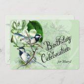 Vintage Magnolia-Schwangvögel - Einladung zum Gebu (Vorne/Hinten)