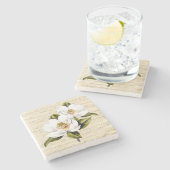 Vintage Magnolie blüht SteinUntersetzer (Seitenansicht)